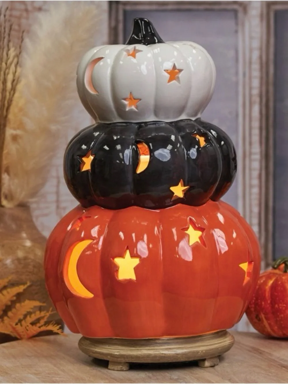 Stacked Pumpkin Accent Shade Halloween Fall Decor